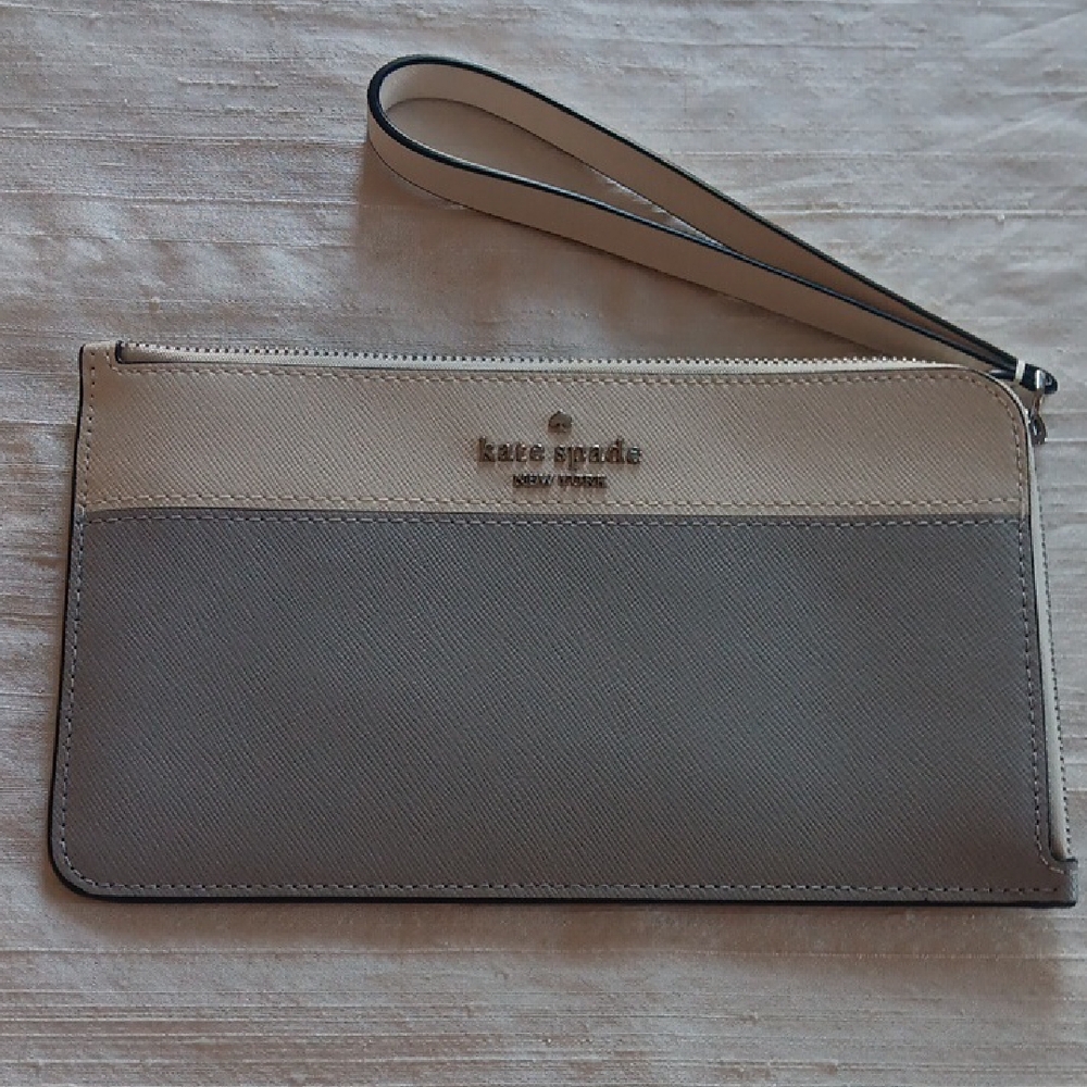 🩶Kate Spade Wristlet Wallet in Gray and Cream - Picture 3 of 8